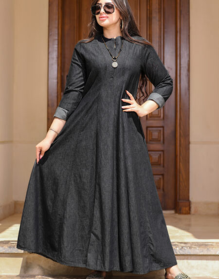 wavy cuts denim dress