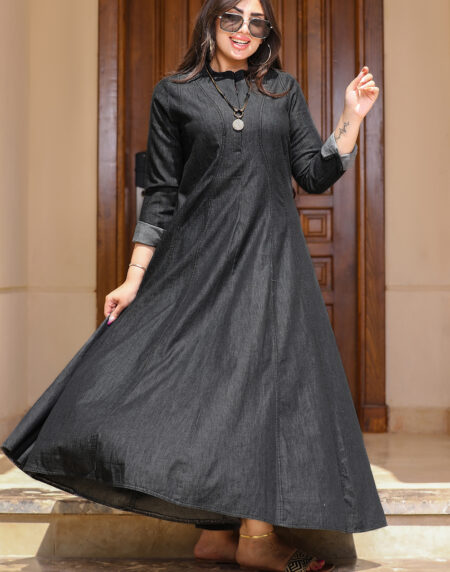 wavy cuts denim dress - Image 6