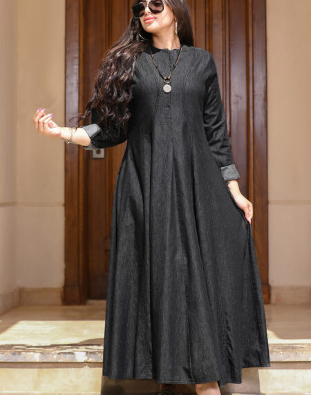 wavy cuts denim dress - Image 5