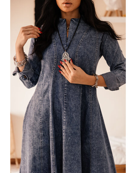 wavy cuts denim dress - Image 3
