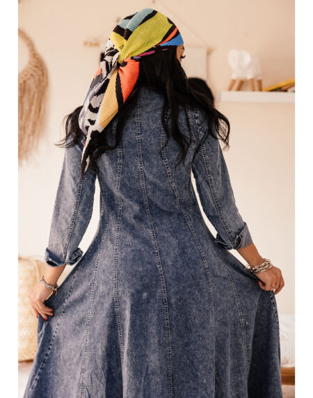 wavy cuts denim dress - Image 2