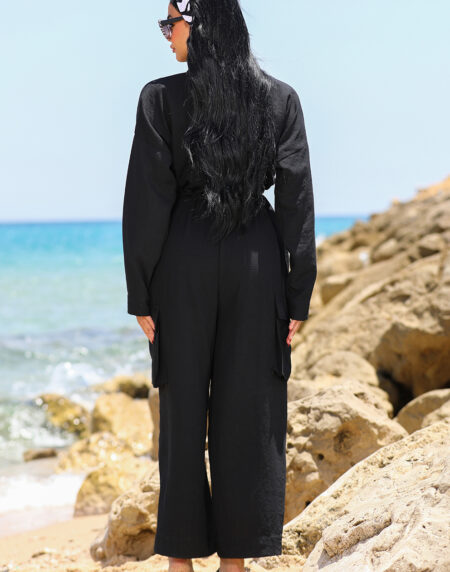 tie waist linen jumpsuit - Image 3