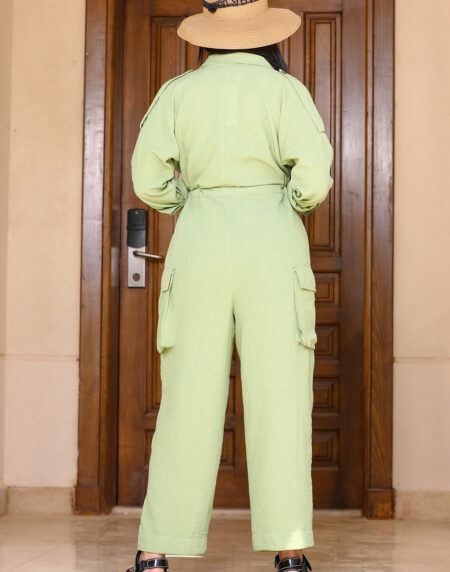 tie waist linen jumpsuit - Image 6
