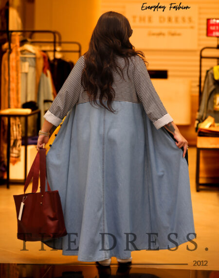stripped*denim summer dress - Image 4