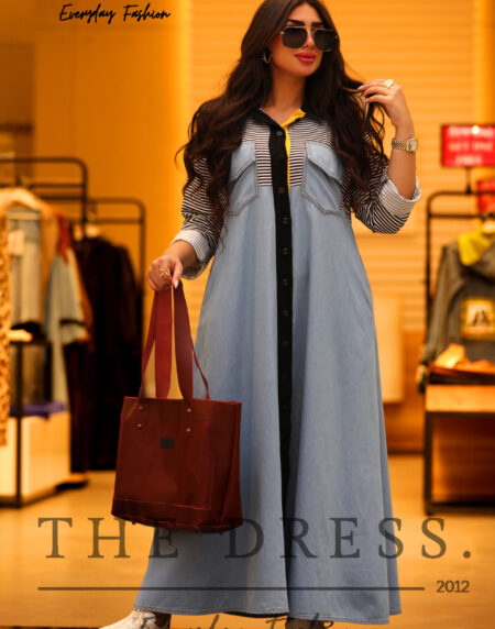 stripped*denim summer dress - Image 5
