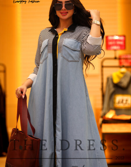 stripped*denim summer dress - Image 2