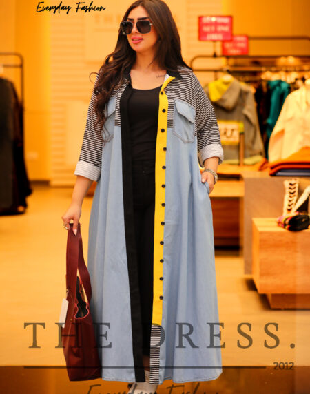 stripped*denim summer dress