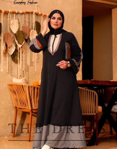 stripped v_neck dress - Image 2